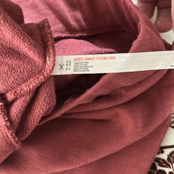 Free People S Babe I'm Yours Slim Fit Knit Cotton Flares Dried Currant Wine - Picture 13 of 13